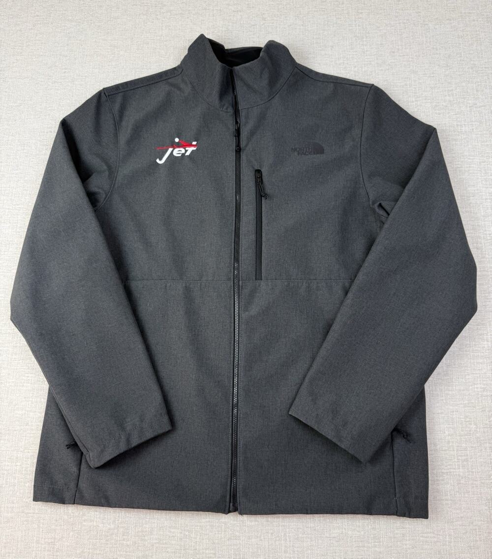 The North Face Soft Shell Jacket Mens Large Gray Full Zip Jet Embroidered Logo